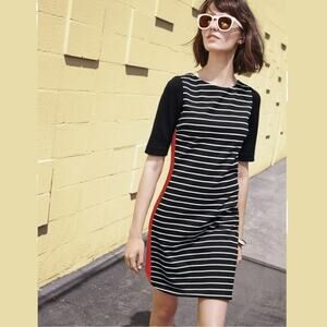 Eliza J Black Striped Colorblock Sheath Dress Size 8 Office Siren Minimalist